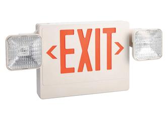 Combination Emergency Lighted Exit Sign with Round Emergency Lights (PLC450)