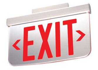 Light Blue USA Recessed Edge-Lit LED Exit Sign