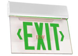 Edge Lit Exit Sign  White Housing with Battery - UL Listed 